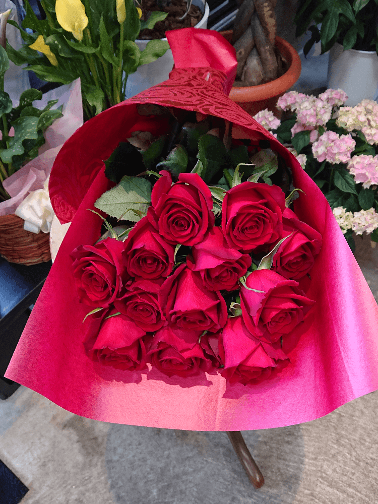 プロポーズ１２本の赤バラの花束
